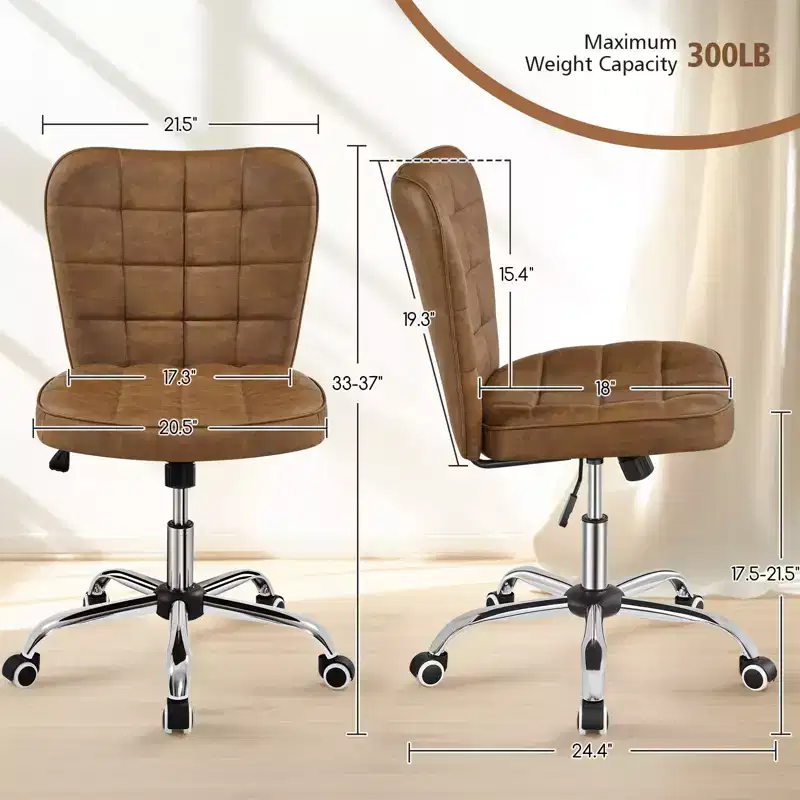 Yaheetech Modern Mid-back Office Chair Armless Desk Chair