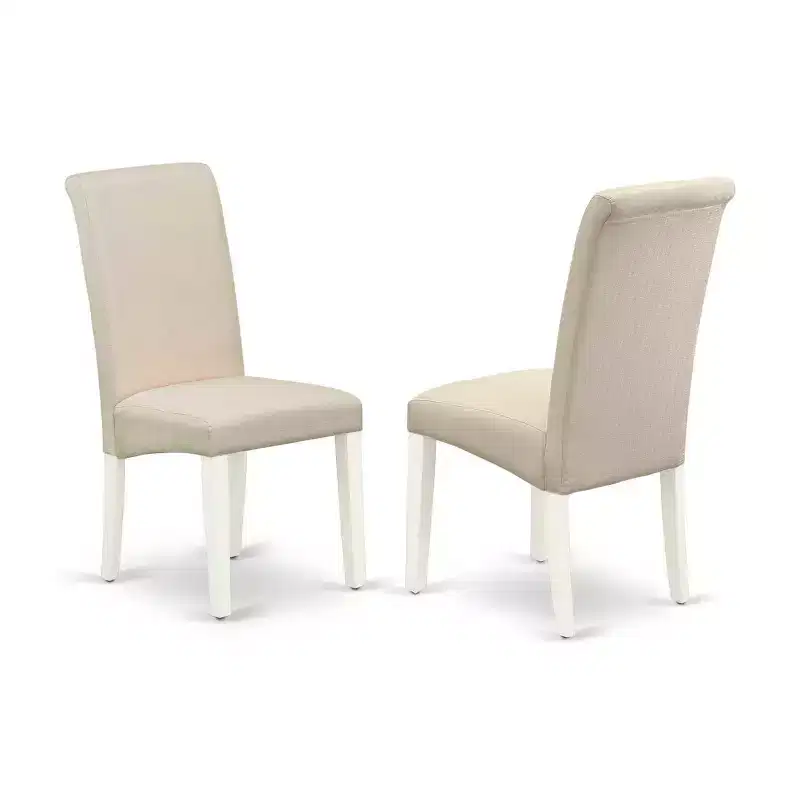 HomeStock 5-Pc Square Linen White Finish Solid Wood Top-Dining Room Set-Seats 4