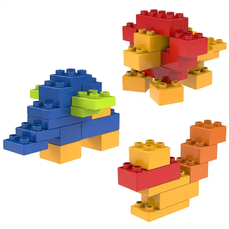 PICASSO-TILES 200PCS Large Construction Brick Building Blocks Set, STEM Creative Learning Toy Playset with 5 Colors & 4 Shapes for Kids Ages 3+