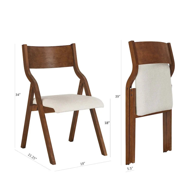Upholstered Folding Dining Chair, Set of 2