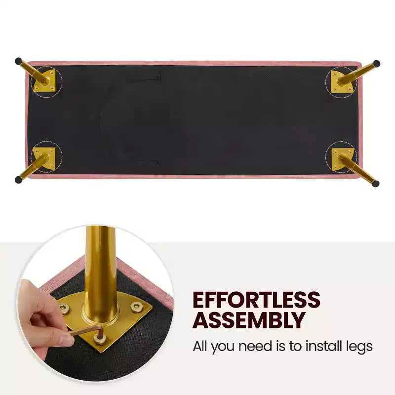 Modern Upholstered Button-Tufted Ottoman Footstool Bench for Bedroom