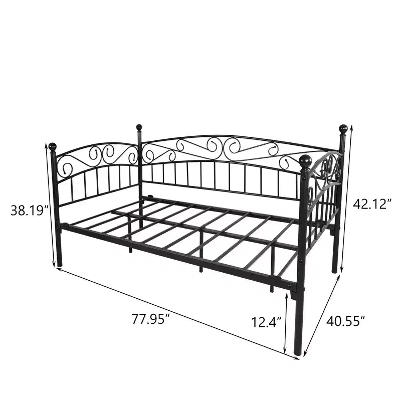 GDFStudio Flynn Mid-century Modern Metal Daybed Frame with Headboard