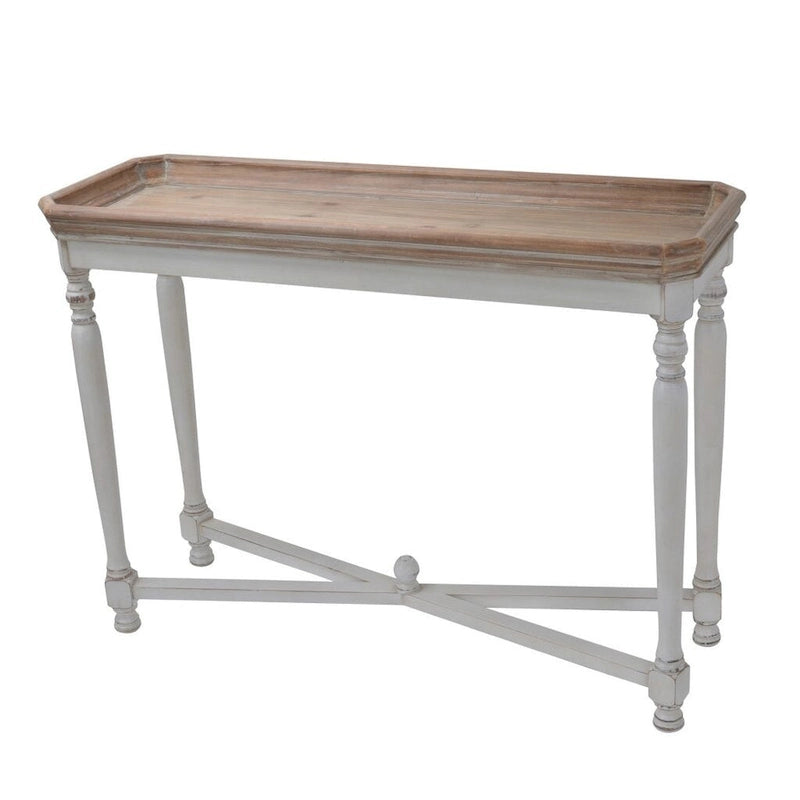42 in. Brown and White Distressed Rectangular End Table
