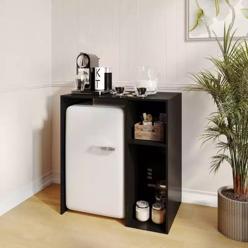 Flash Furniture Lotus Mini Fridge Bookshelf Storage Station Organizer with Cubbies