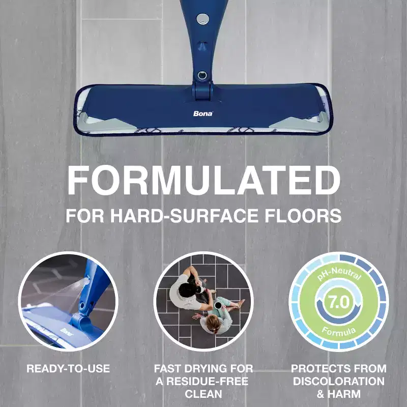 Bona Lemon Mint Cleaning Products Multi-Surface Cleaner Spray + Mop All Purpose Floor Cleaner