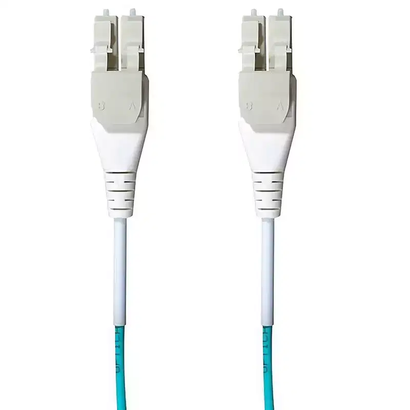 Monoprice OM3 Fiber Optic Cable - 1 Meter - Aqua | Reverse Polarity LC/LC Uniboot, UL, 50/125 Type, 10GB, Corning, For Telecomm Room, Server Farm, and