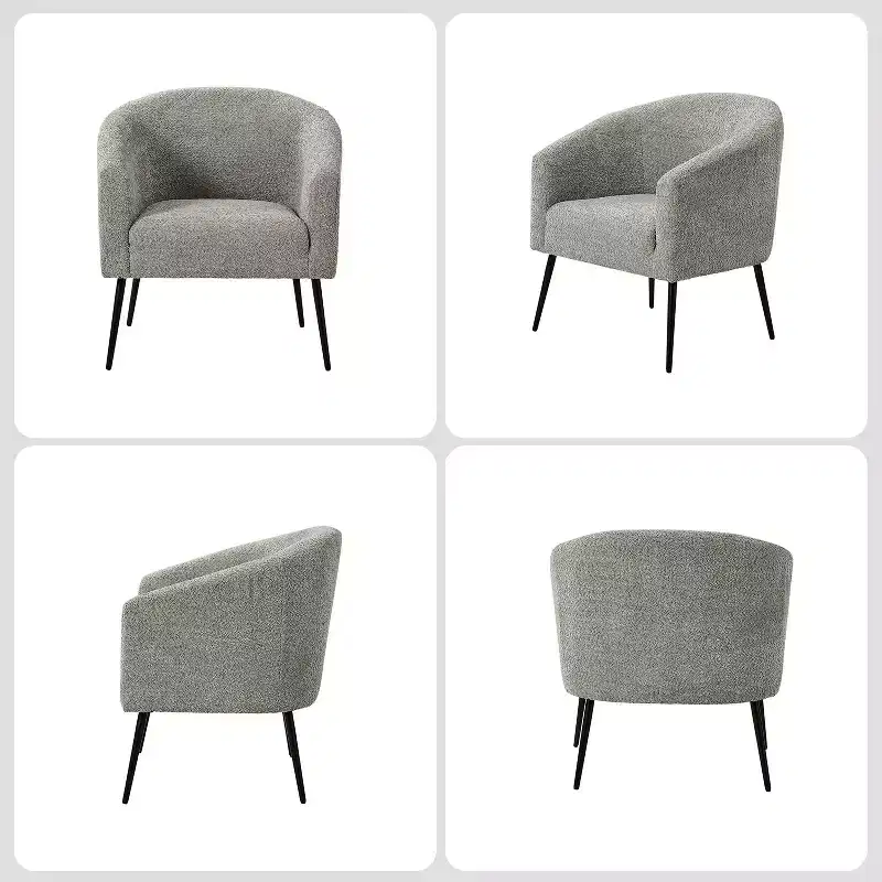 Guy Modern Boucle Armchair Set of 2 with metal leg ART OF LIVING DESIGNS