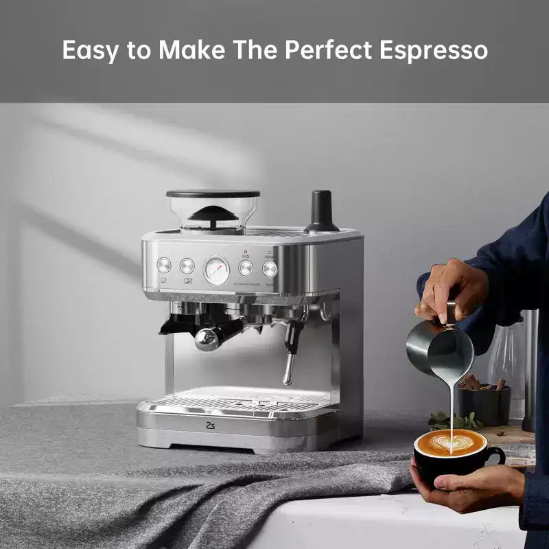 COZONY 15-Bar Espresso Machine with Grinder, Semi-Automatic, Dual PID, 80oz Tank, Milk Frother, Self-Cleaning