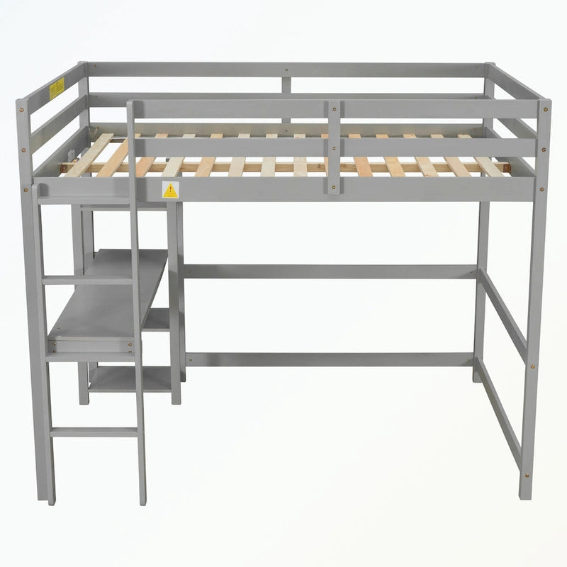 Full Loft Bed with Desk and Shelves