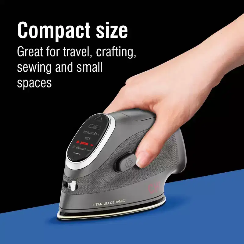 CHI Mini Iron Titanium Infused Ceramic Soleplate: Travel-Size Garment Iron for Clothes, 1000W, 2-Year Warranty, Gray