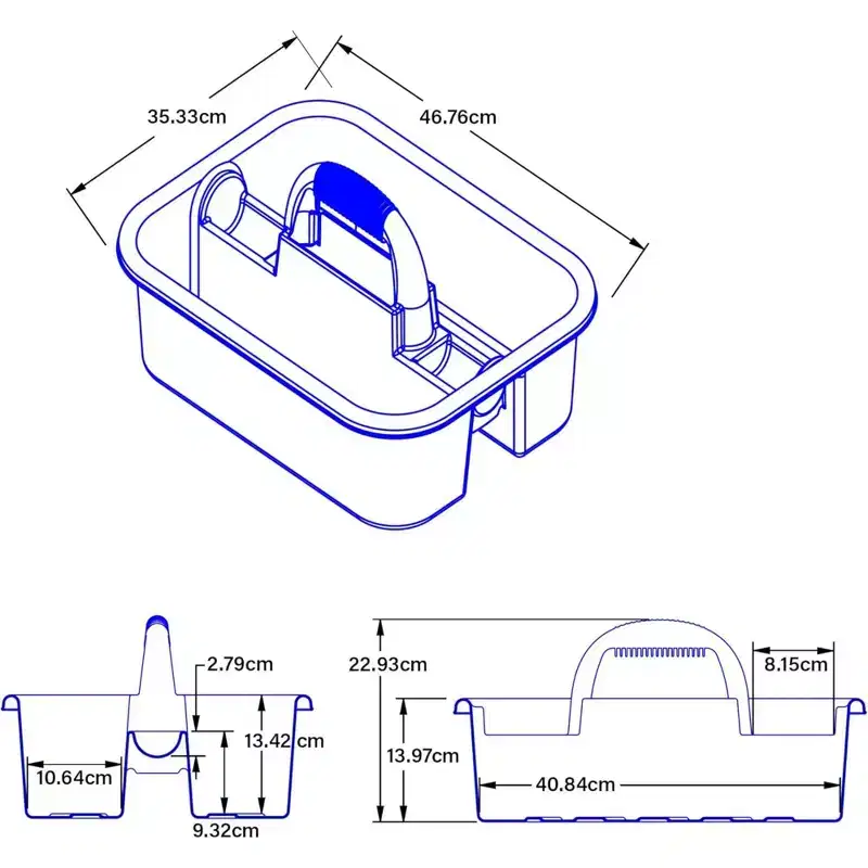 Akro-Mils Plastic Tool Tote Organizer Caddy w/ Handle & Dual Compartments, Blue