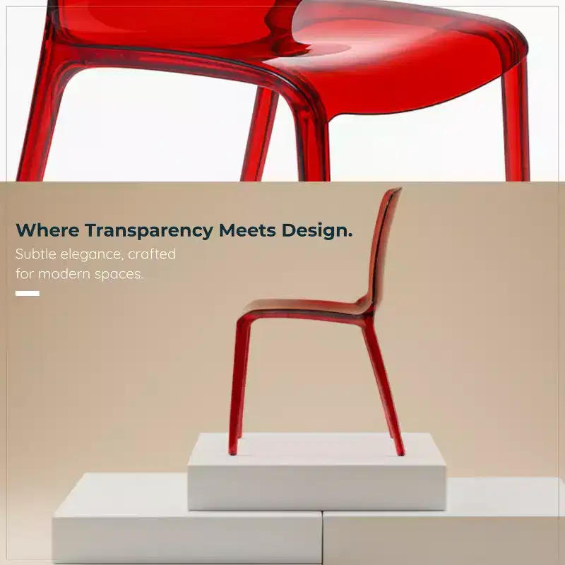 LeisureMod Murray Mid-Century Modern Dining Chair - Waterfall Edge Design Acrylic, Ergonomic and Stackable, Set of 4