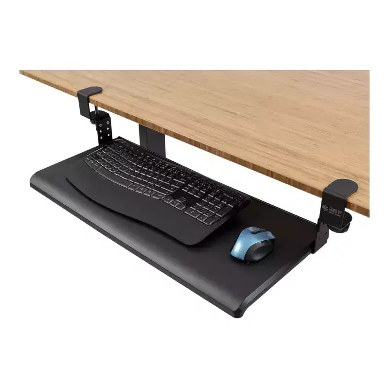 Stand Up Desk Store Large Clamp-On Retractable Adjustable Keyboard Tray | For Desktops Up To 1.5 Thick