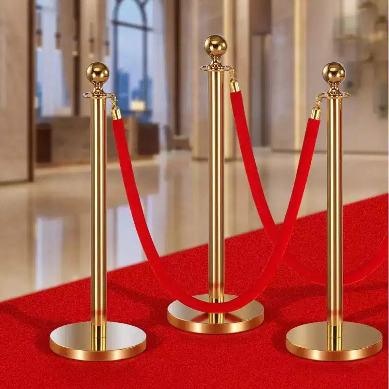 VEVOR 4 Pcs Red Velvet Stanchion Ropes, 5 ft Crowd Control Stanchion Red Velvet Ropes with Gold Hooks, Post Queue Barrier Carpet Rope,Red