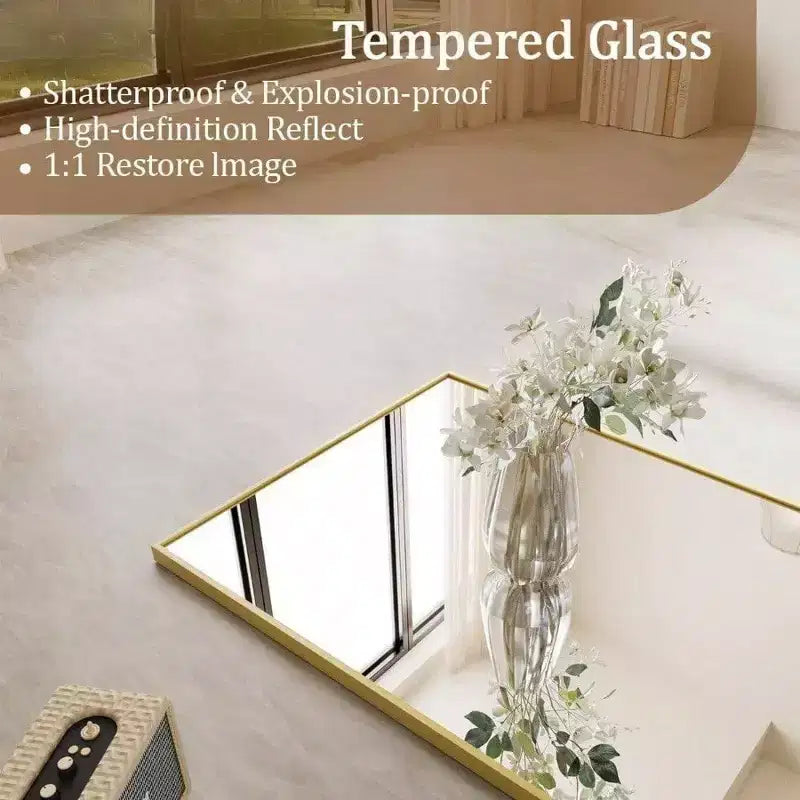 Large Mirrors Wall 65 inchx24 inch Full Length Mirror with Stand Gold Aluminum Alloy Frame Floor Standing Mirror Bedroom Living