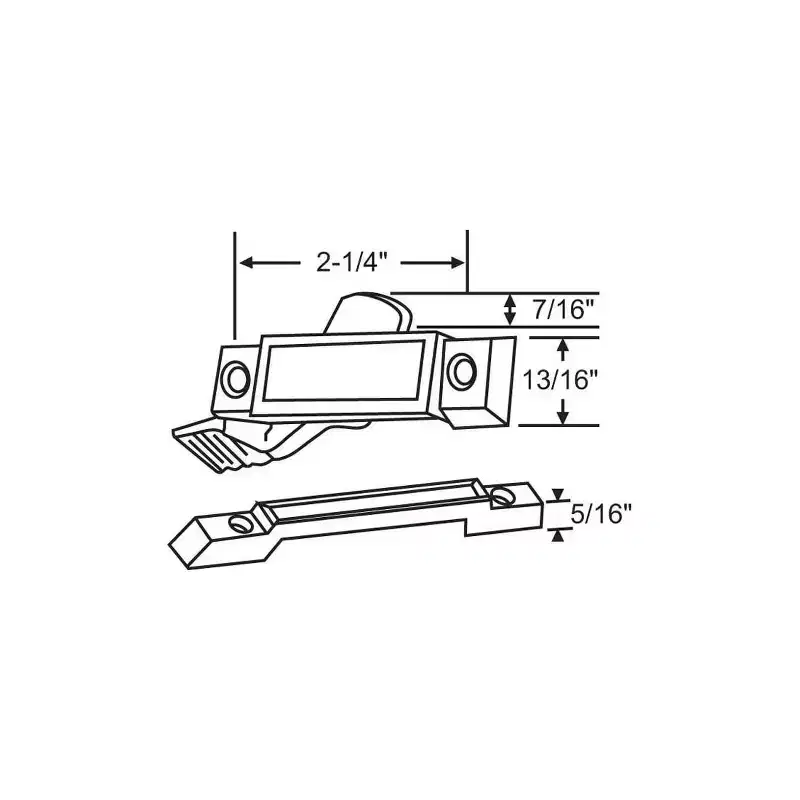 Brixwell Sash Lock With Keeper Zinc Material, 2-1/4 Hole Center, 13/16 Height, Sliding Window Hardware Lock, White Finish