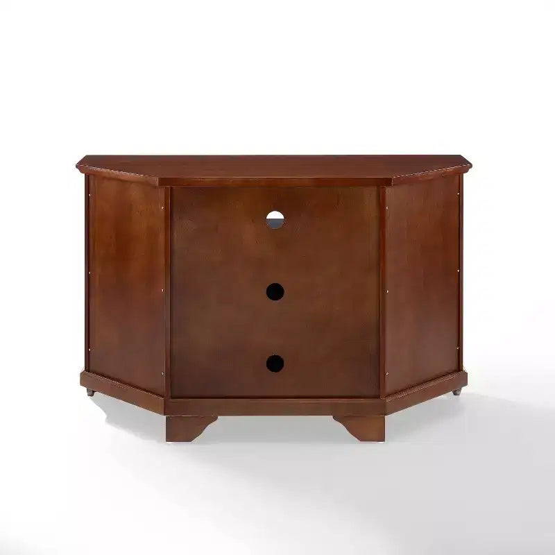 Crosley LaFayette Corner TV Stand for TVs up to 48 Dark Red: Mid-Century Modern, Media Console with Cable Management