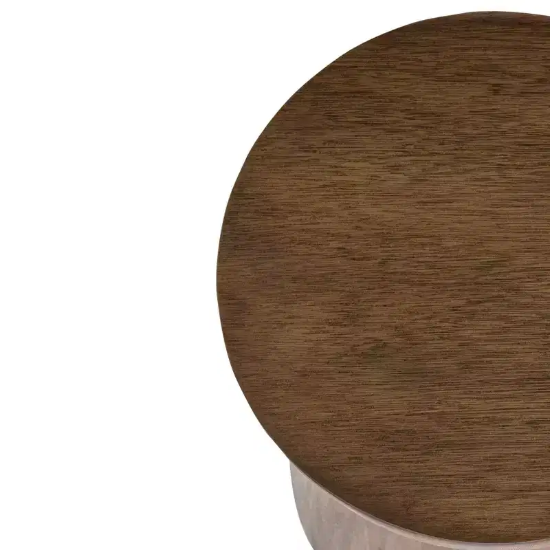East at Main 16" Cinched Wood Drum Table Walnut: Handcrafted, Mango, No Assembly Required