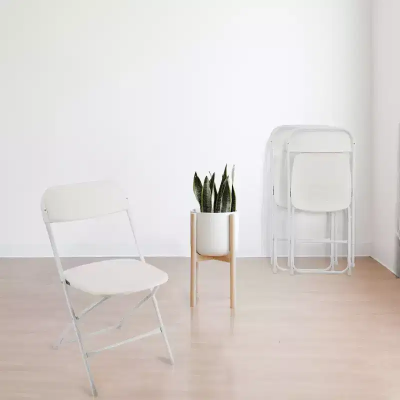 Elama 4 Piece Plastic Folding Chair in White