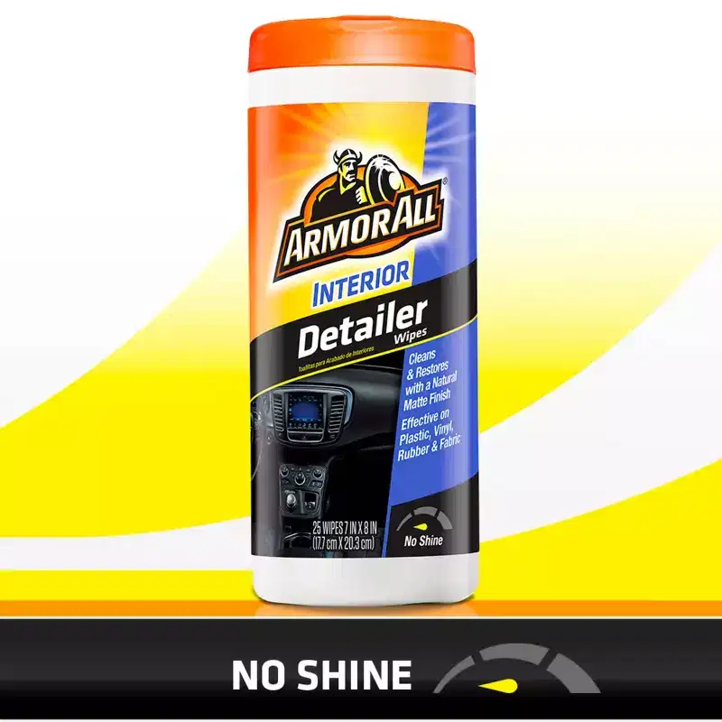 Armor All 25ct Interior Detailer Wipes Automotive Wash: Car Cleaning Supplies, Prevents Fading & Cracking, Unscented