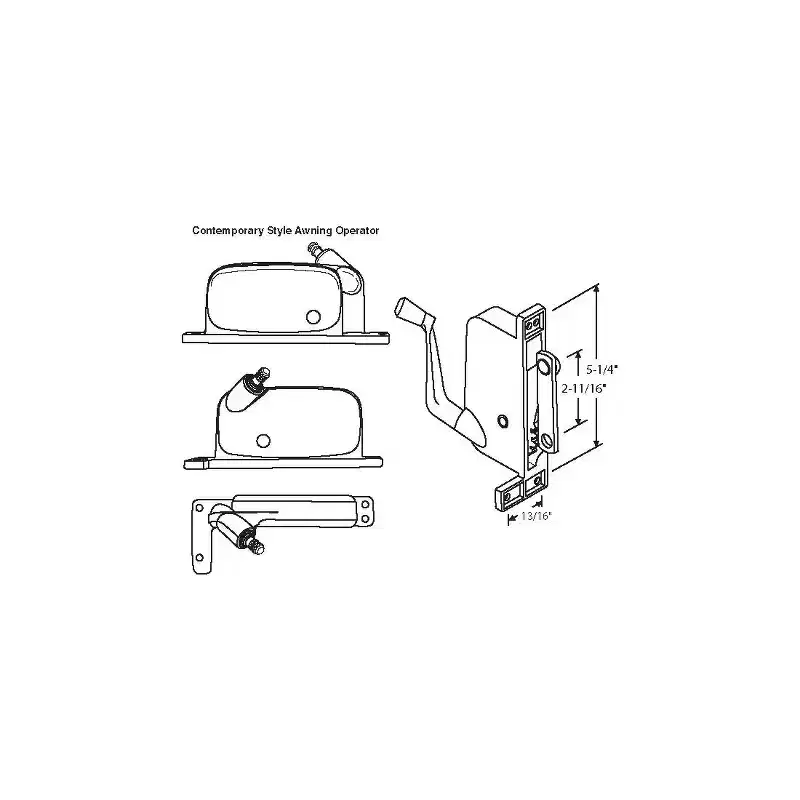 Brixwell 41-260p D Awning Operator Mill contemporary Style awO-039-LH-Ml straight Link Arm