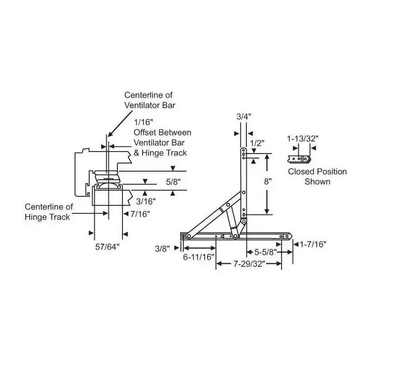 Brixwell Concealed 4 Bar Hinge Assembly 16 Length 90 Degree Opening Multi Offset Window Hinge Stainless Steel