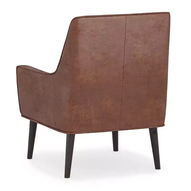 Warnock Accent Chair Distressed Saddle Brown - WyndenHall: Faux Leather, Rubberwood Legs