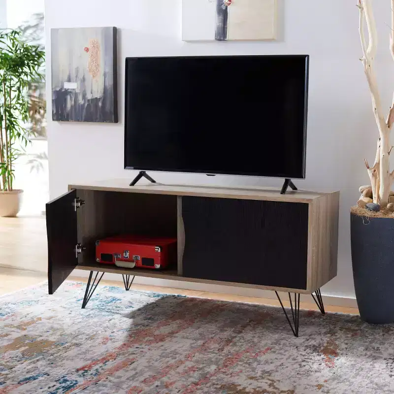 Jeralyn Sideboard - FOX4232 - Light Oak/Black - Safavieh Couture