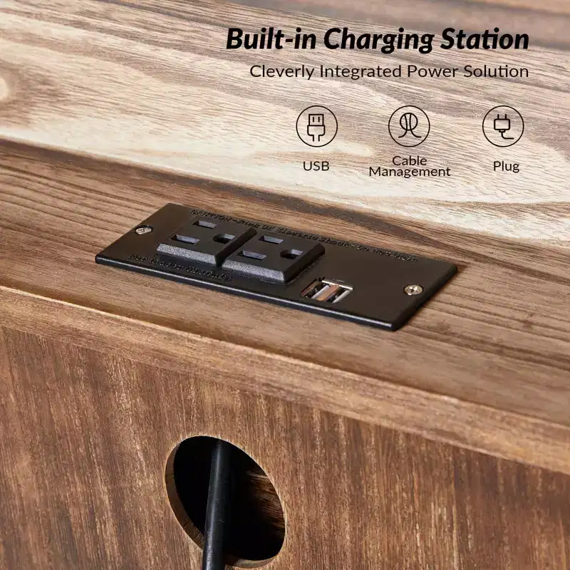 Set of 2 Galatea 32'' Traditional Solid Wood 3 - Drawer Accent Chest with Charging Station | HULALA HOME
