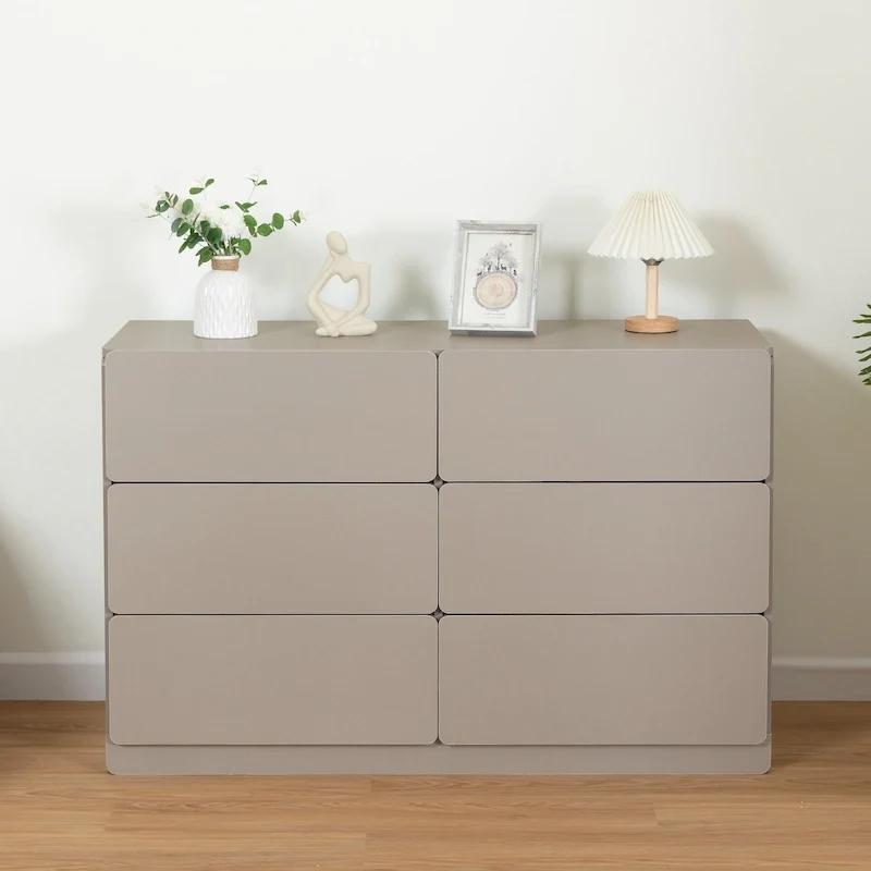 6-Drawer 47 in. W Dresser Chest of Drawers,Buffet Server Console Table Storge Cabinets,Accent Storage Cabinets No Handle