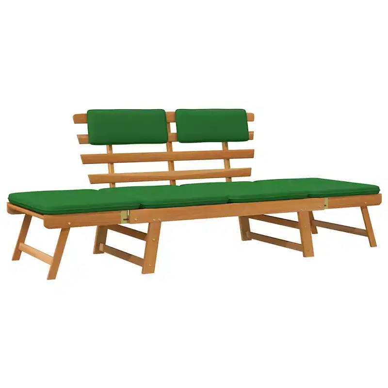 Garden Bench Green, Brown Solid Acacia wood, Polyester Medium
