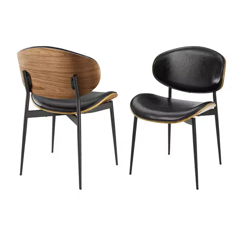 HOMLUX Set of 2 Upholstered Poplar Dining Chair Modern Faux Leather Accent Chair For BedroomKitchen Dining RoomBreakfast nook