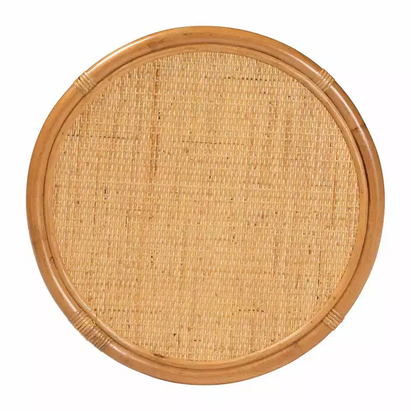 bali & pari Louis Rattan End Table Light Honey: No Assembly, Round Wicker Side