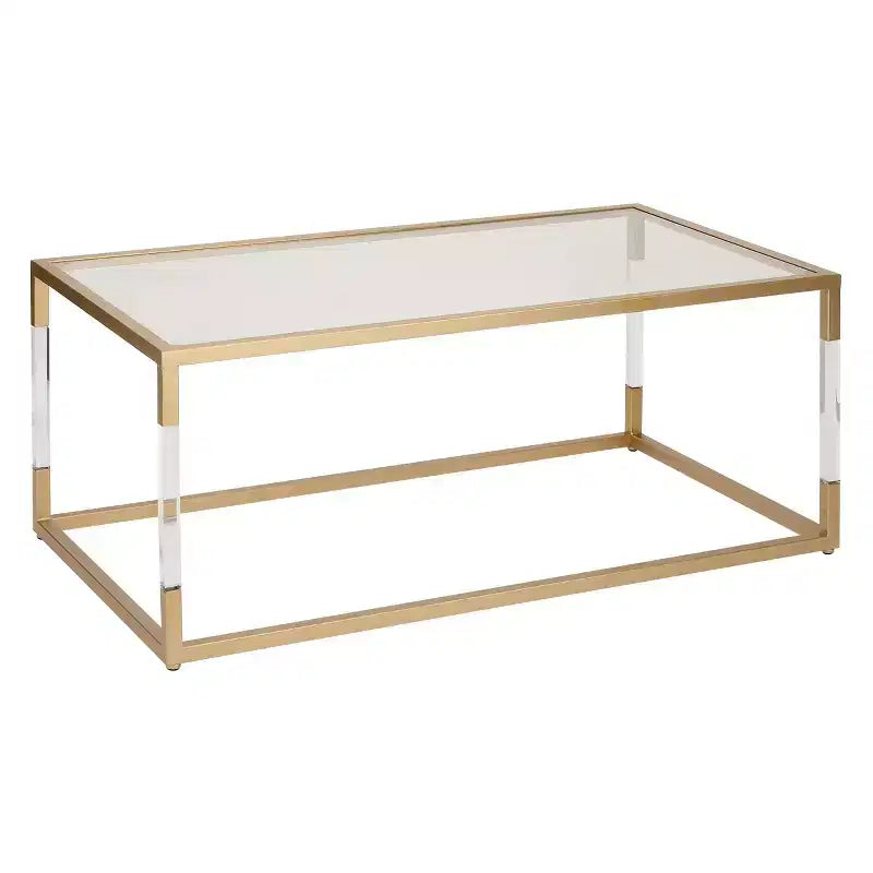 Metal and Glass Coffee Table Gold - Olivia & May: Elegant Iron Frame, No Assembly, Contemporary Design