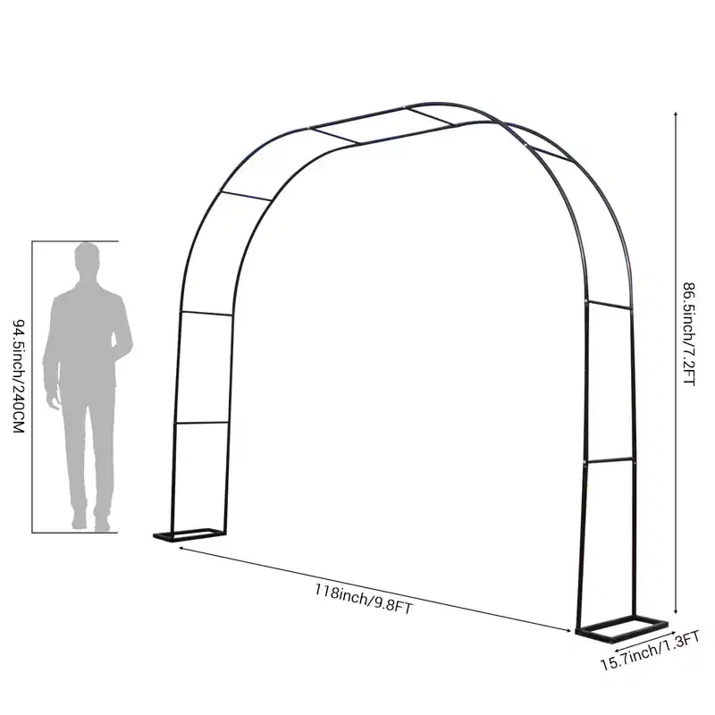 GustoWave Metal Garden Arched Arbor Trellis, Climbing Plants Outdoor Garden Arch, Wedding Arch Frame