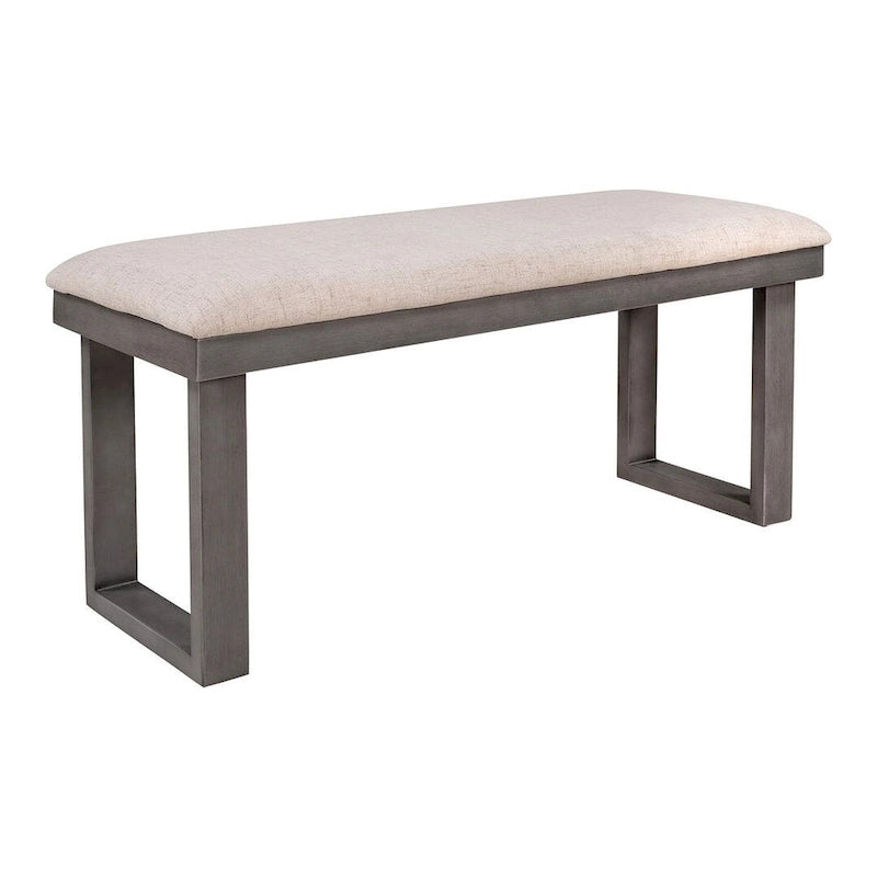 60 Rectangular Solid Wood Dining Table with 4 Upholstered Chairs and Bench