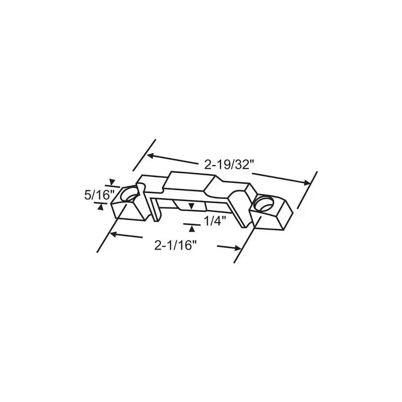 Brixwell 50-373-3 Sash Lock Keeper White Top Mount 2-19/32 inch Length 2-1/16 inch Span 5/16 inch End 1/4 inch Height