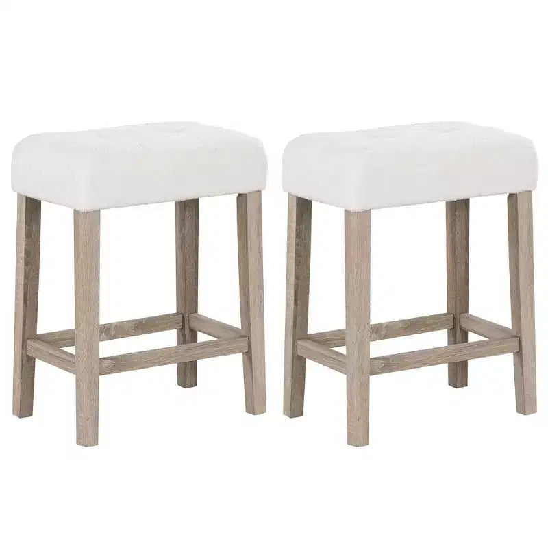 Counter Height Bar Stools Set of 2/4 with Rubber Wood Legs and Footrest