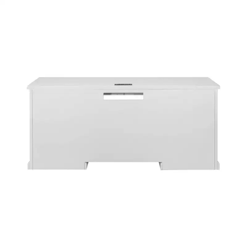 Modern Wood Credenza Desk with Hutch Fully Assembled White - Abby Collection - Martin Furniture