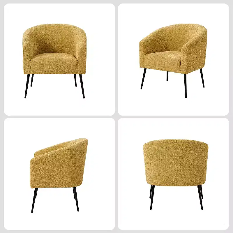 Guy Modern Boucle Armchair Set of 2 with metal leg ART OF LIVING DESIGNS