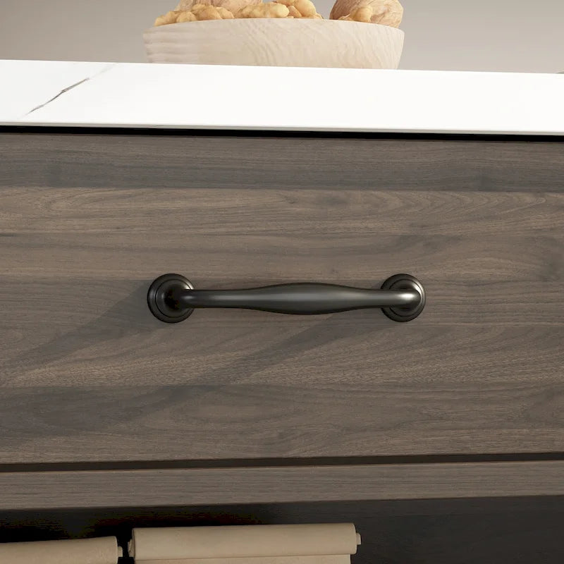55.1W Buffet Kitchen Island Cabinet with Open Shelves Two Drawers