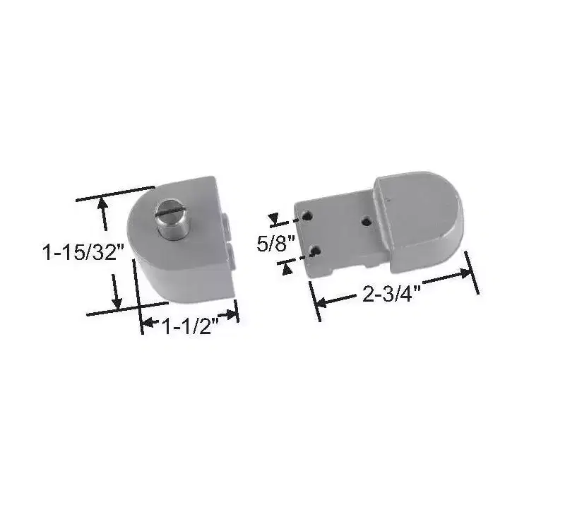 Brixwell Offset Pivot Set, Aluminum Material, 1-15/32 Pivot Body Height, 3/4 Door Thickness, 1/8 Recessed Door Application, Aluminum Finish