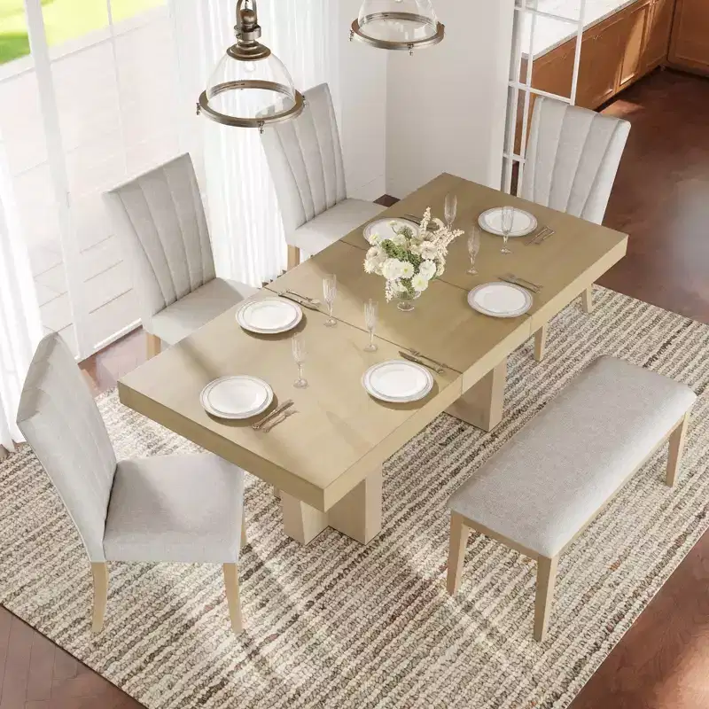 Whisen Extendable Dining Set with Bench & 4 Chairs