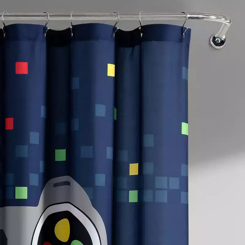 72"x72" Single Kids' Video Games Shower Curtain Navy - Lush Décor