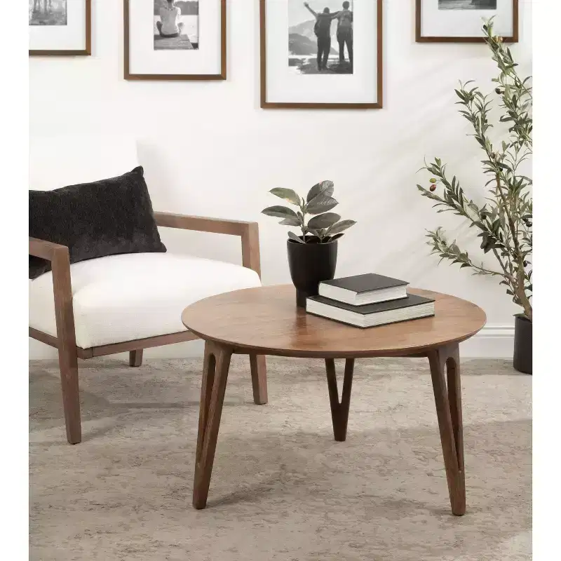 Kate and Laurel Kershaw Round Coffee Table, 30x30x19, Walnut Brown
