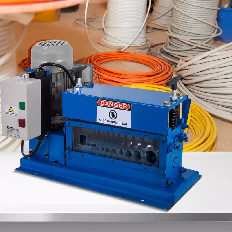 VEVOR Portable Wire Stripper, 18 AWG to 1 OD, 11 Channels, 10 Blades, Electric Machine for Efficient Copper Recycling, Speeds Up to 75ft/min, Blue