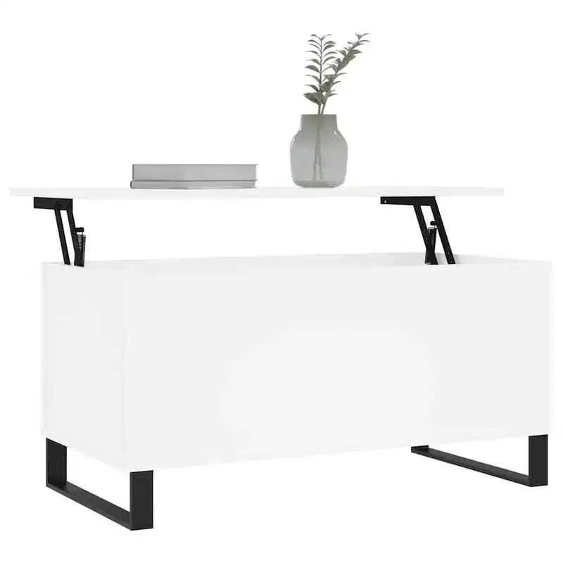 vidaXL Coffee Table White Engineered Wood, Metal Medium Coffee Table