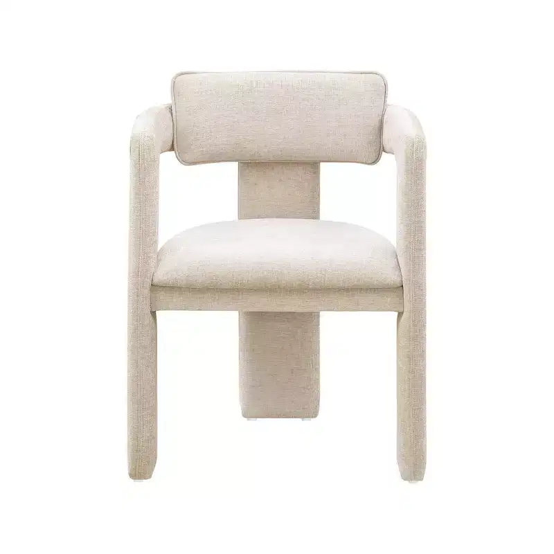 Meridian Furniture,Brenda Beige Chenille Fabric Dining Chair, Set of 2