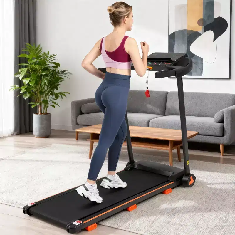 Folding Treadmill for Home, 2.5HP Quiet Motor, Incline, Heart Rate Sensor, USB Charge, Bluetooth Speaker, 6 Shock-Absorbing, 300lbs Capacity