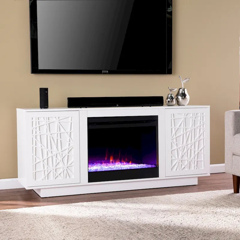 Color-Changing Electric Fireplace TV Stand with Storage